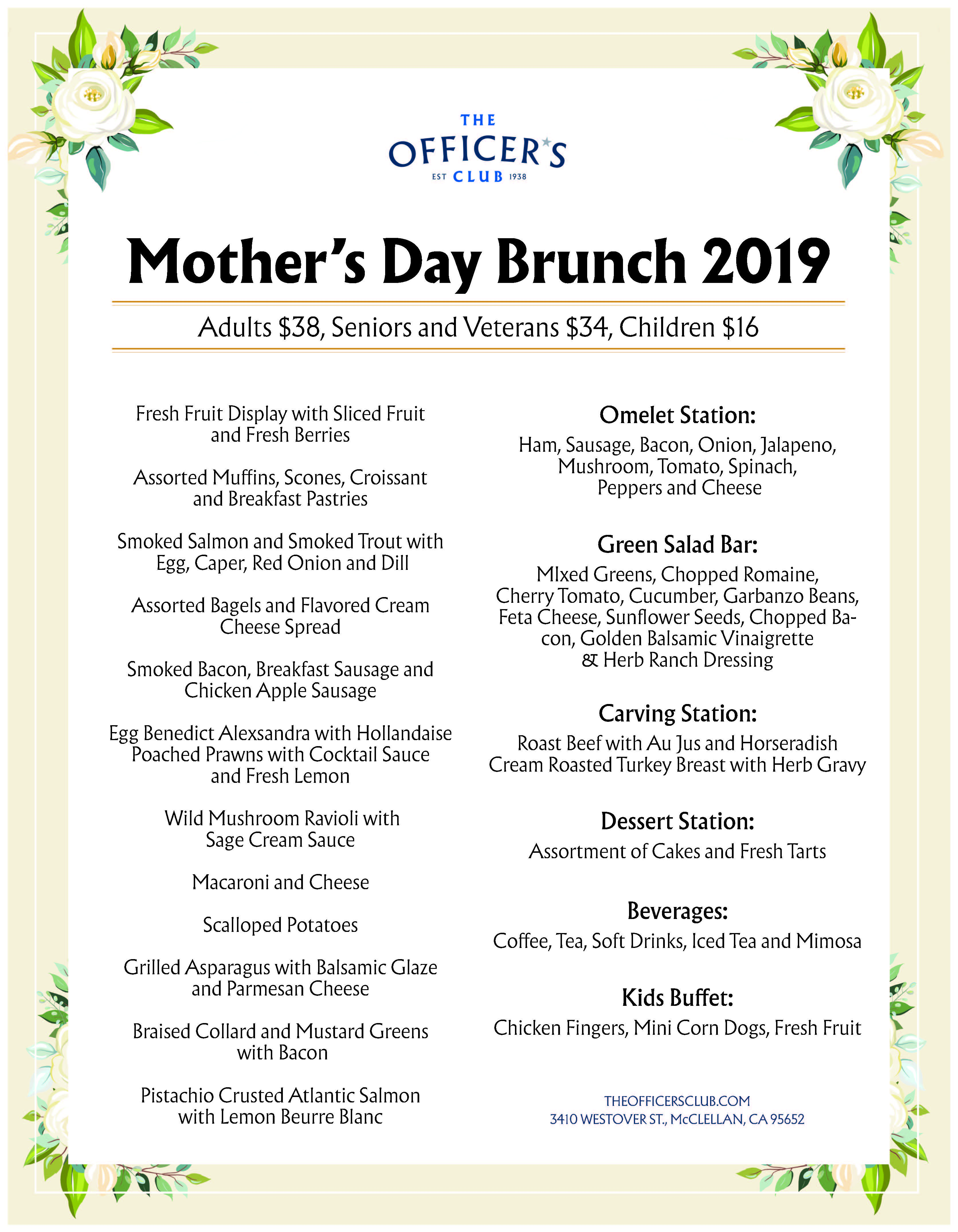 Mother's Day Brunch 2019 The Officer's Club